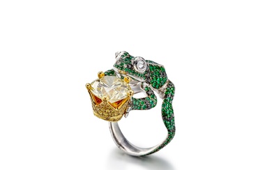 Chopard ‘Animal World’ Fancy Yellow Diamond, Emerald and Diamond Ring...