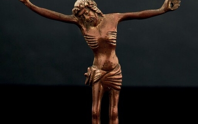 Christ en bronze avec traces de dorure, fonte... - Lot 26 - Pierre Bergé & Associés