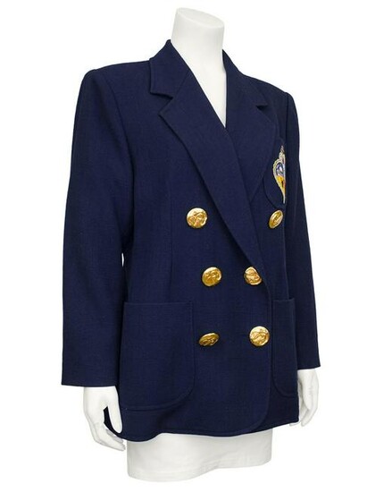 Christian Lacroix Navy Blue Double Breasted Blazer with