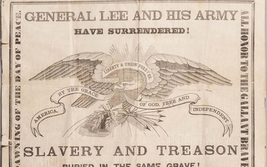 Civil War, Lee's Surrender, Albany Evening Journal Newspaper and Broadside, 10 April 1865, General Lee and his Army have Surrendered!