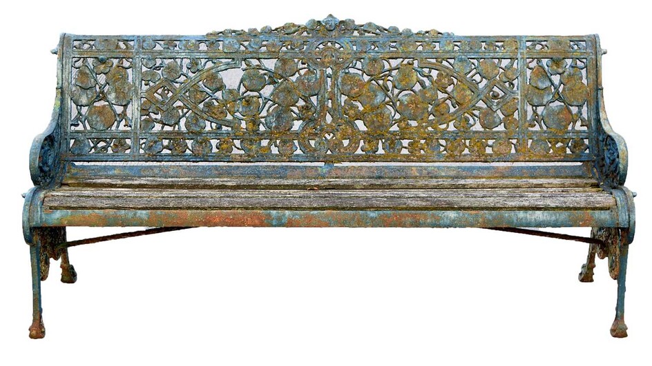 Coalbrookdale nasturtium pattern cast iron garden bench