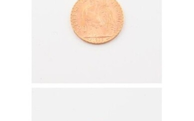 Coin of 20 F or au coq 1908.
