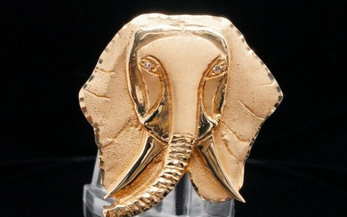 Col. Parker's 11K Gold Elephant Ring W/Diamond Eyes