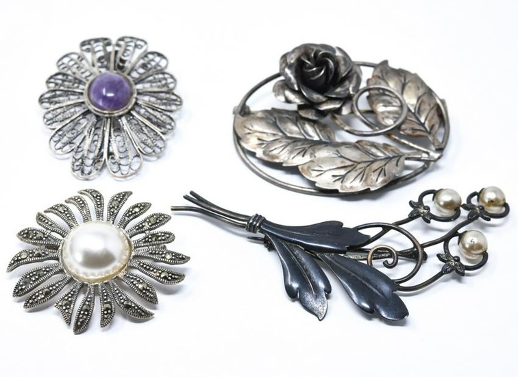 Collection Vintage Sterling & Silver Brooch Pins