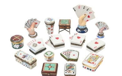 Collection of Painted Porcelain Novelty Boxes Including