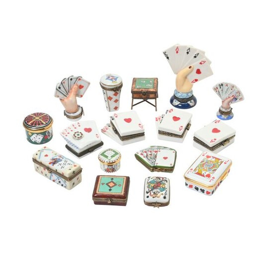 Collection of Painted Porcelain Novelty Boxes Including