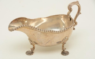 Colonial American coin silver sauceboat by J.B, c.1810.