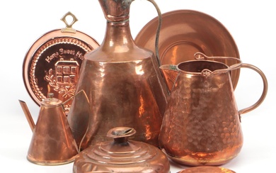Copper Finish Metal Ewer with Copper Finish Pitcher and More