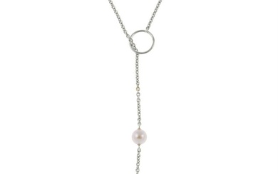 Cultured pearl lariat necklace