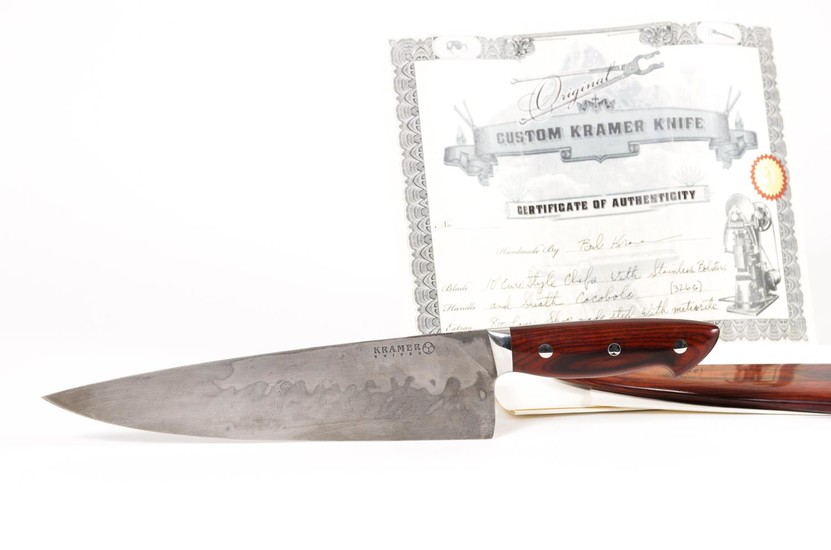 Custom Bob Kramer Steel and Meteorite Chef s Knife, with Certificate to Anthony Bourdain AB1A