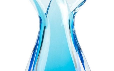 Cyan Tranquility: Sommerso Fish Vase - Authentic Murano Glass