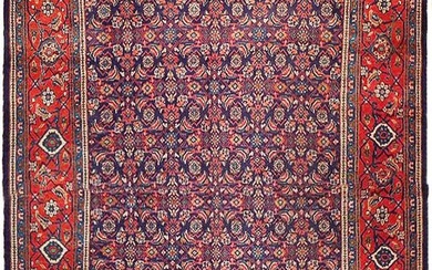 DARK BLUE 10 x 13 Semi Antique Persian Tabriz Herati Rug