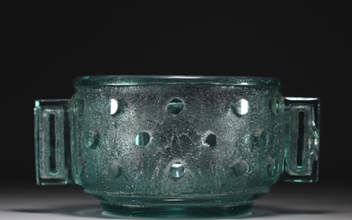 DAUM Nancy - Imposing Art Deco engraved crystal bowl.