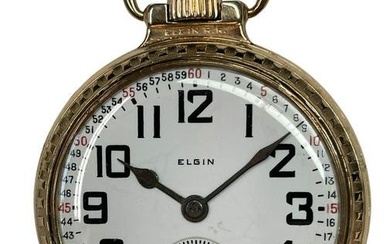 DECO 1939 GOLD FILLED ELGIN POCKET WATCH -JUST SERVICED- A Vintage Deco 12K Yellow Gold Filled