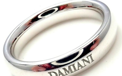Damiani 18k White Gold 4.5mm Band Ring Sz 8