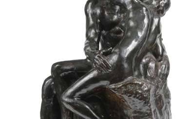 D’après Auguste RODIN (1840-1917) Le baiser Epreuve en bronze à patine verte. Signée A.RODIN sur...