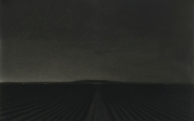 David Hines (b. circa 1955), "Near Bakersfield," 1988, Charcoal and pastel on paper, Image: 28" H x