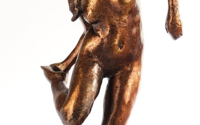 Degas, Edgar (1834 - 1917), après , "Danseuse regardant la semelle de sa chaussure", bronze,...
