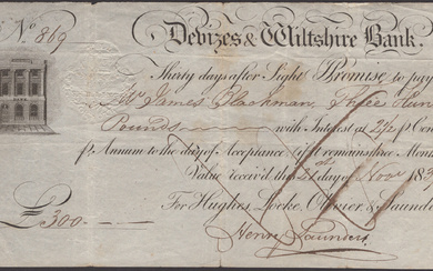 Devizes & Wiltshire Bank, for Hughes, Locke, Olivier & Saunders, sight bill...