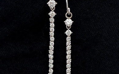 Diamond And 14k White Gold Dangle Earrings