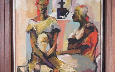 Dieudonne Cedor Haitian Figures Oil on Canvas