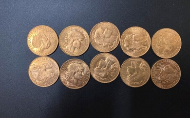 Dix pièces de 20 francs or - 64.60 g - Lot 26 - A.Blanchy | E.Lacombe - Bordeaux Chartrons - Bordeaux Enchères