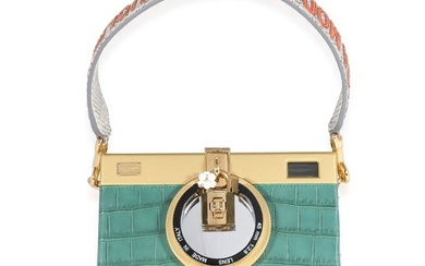 Dolce & Gabbana Green Embossed Gold Resin Camera Case Bag