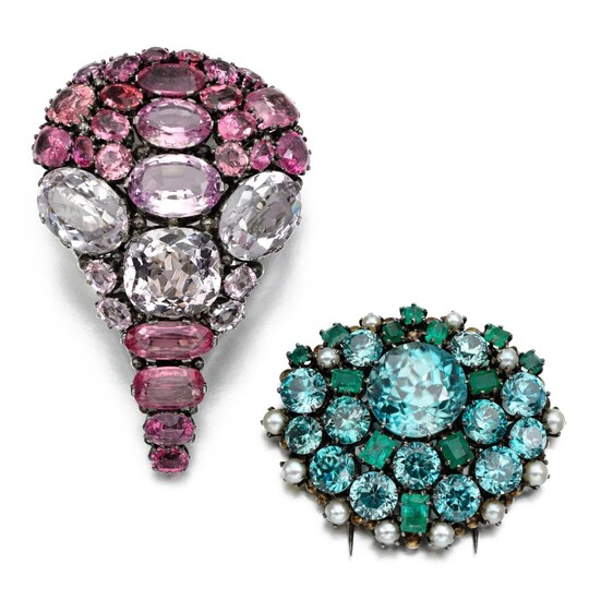 Dorrie Nossiter, attributed to | Two gem set brooches