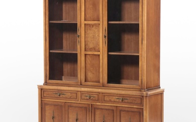 Drexel Mid Century Modern Style Maple and Birdseye Maple China Cabinet