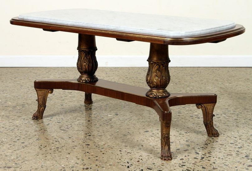 EMPIRE STYLE CARVED MAHOGANY COFFEE TABLE C.1940