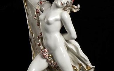 ENZ PORZELLAN Nude German painted porcelain sculpture. Porcelain, 32 x...