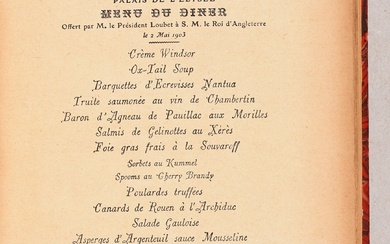 ESCOFFIER, Auguste Le livre des menus. Complément indispensable du Guide culinaire. Paris E. Flammarion [1912]...