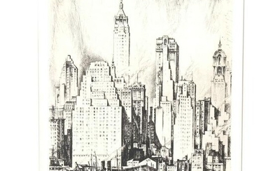 Earl HORTER: "NY Waterfront & Skyline" - Etching