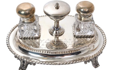 Early 20th century Portuguese silver inkstand
