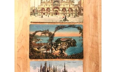 Early 20thc Travel Postcards, Europe, Monaco, Italy