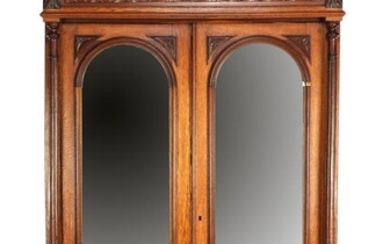 (-), Oak 2-door wardrobe with full columns, facet...