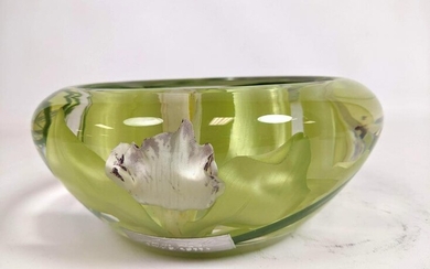 Emilio Robba Art Glass Bowl with Floral Decoration.