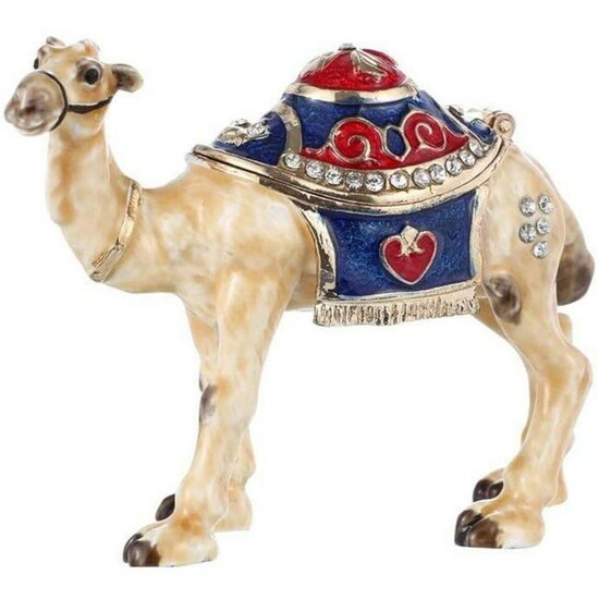 Enamel & Crystal Camel Figurine Trinket, Jewel Box
