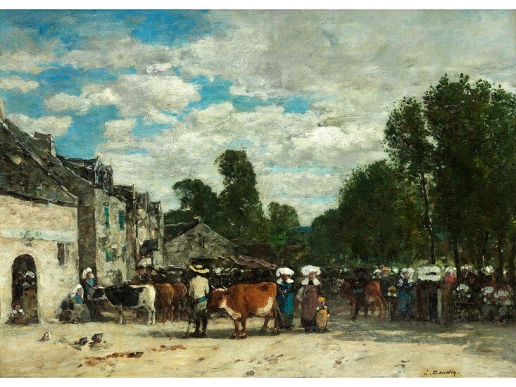 Eugène Boudin, 1824 Honfleur – 1898 Deauville, FOIRE EN BRETAGNE, UM 1865 – 70
