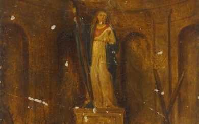 European School, early-19th century- Figure with a crucifix (recto), The Ascension (verso); oil on plated copper, 27.5 x 20 cm (unframed) Provenance: The estate of the late designer, Anthony Powell.