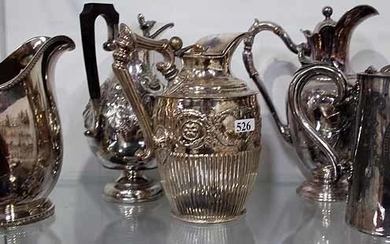 FIVE VARIOUS ENGLISH SILVER PLATED POTS