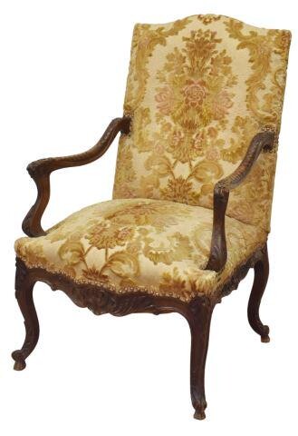 FRENCH LOUIS XV STYLE CARVED HIGHBACK FAUTEUIL