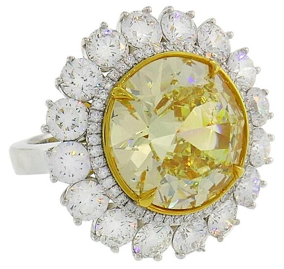 Fancy Intense Yellow Diamond White Gold Ring 10.04