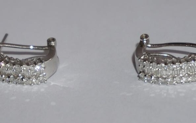 Fine Pair Ladies 14k White Gold & Diamond Earrings