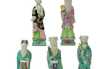 Five Chinese porcelain models of immortals