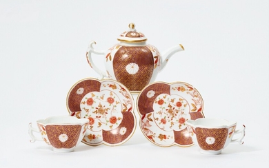 Five items of Meissen porcelain from an Imari style tea service