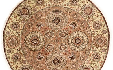 Floral Classic Vintage Agra Jaipur 8X8 Oriental Round Rug Hand-Knotted Carpet