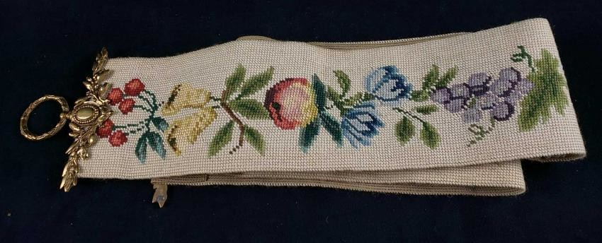 Floral and Fruit Needlepoint Table Runner