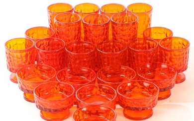 Fostoria Flaming Orange "Pebble Beach" Glassware