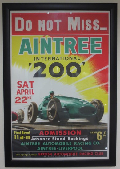 Four Aintree car racing poster flyers